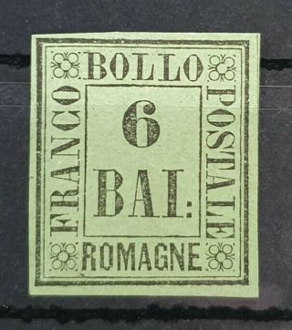 Romagne Italian States 1859 Lh 6 Bai Green Sass 7 Cv €850 Double Signed
