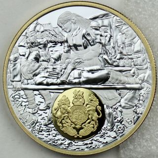 2018 $20 1 Oz.  Pure Silver Gold - Plated First World War Allies: Great Britain