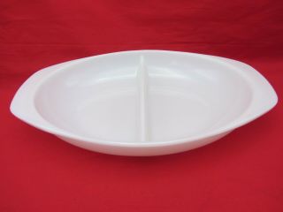 Vtg Pyrex 1 1/2 Qt 13 " X 9 " White Milk Glass Divided Serving Dish Usa Made 1063