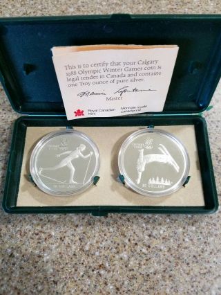 1988 Calgary Olympic Silver $20 Coin Set.  Each Coin 1oz Silver