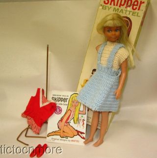 Vintage Barbie Sister Skipper Doll Platinum Blonde W/ Suit & Box
