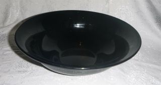 Large Heavy 3 Lbs Vintage Black Ebony Glass Serving Bowl 11 Diameter 3.  5 " Tall