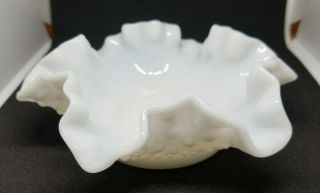 Vintage Milk Glass Crimped Double Ruffled Edge 6 Inch Bowl