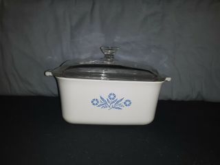 Vintage Corning Ware Casserole Dish With Lid 2 Qt Cornflower Blue Gently