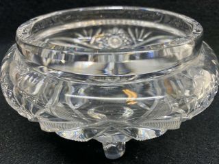 Vintage Clear Cut Glass Rose Bowl Vase Candy Flowers Crystal Antique Art Footed