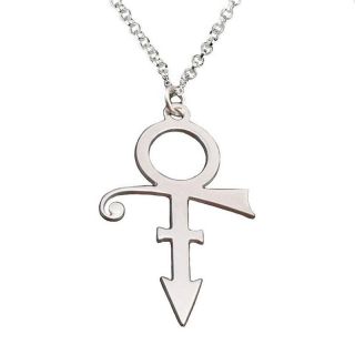 Silver Prince Symbol Sign Pendant Necklace Music Artist Singer Purple Rain