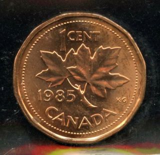 1985 Canada One Cent - Pointed 5 - Iccs Ms - 65 - Red