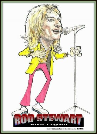 Rod Stewart Legend Cartoon Portrait