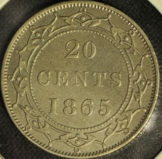Canada - Newfoundland - 1865 20 Cent - Slight Bend - Buyers Grade -