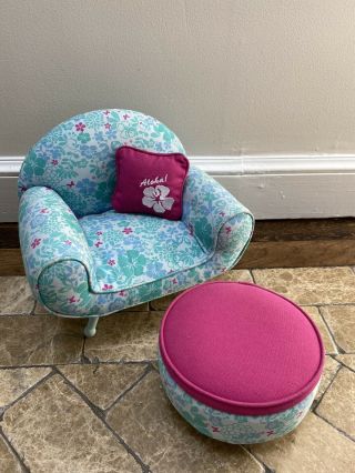 American Girl Doll Kanani Lounge Set - Chair,  Leg Rest,  And Pillow