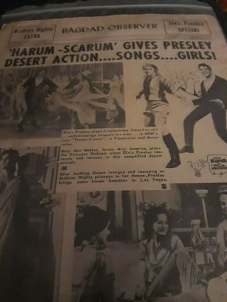 Elvis Presley - VINTAGE MOVIE PROMO SHEET ' HARUM SCARUM ' 1966 ORIG 2