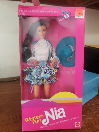 Vintage 1989 Mattel Western Nia Barbie Doll Nrfb