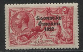 Ireland 1925 5/ - Seahorse 5½mm Wide Ovpt Sc 78 Mlh Cv $95