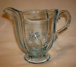 Vintage Fostoria Baroque Azure Blue Glass Handled 3 ¾” Creamer Milk Pitcher
