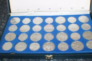 Full Set 1976 Canadian Montreal Olympic 28 Sterling Silver Coin & Box