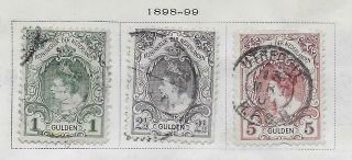 3 Netherlands Stamps From 19th Century Brown Scott Album 1898 - 1899