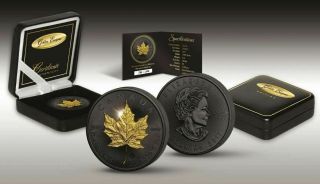 2017 Golden Enigma Maple Leaf Black Ruthenium & Gold Plated 1 Oz Silver Coin
