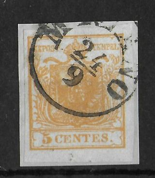 Lombardy & Venetia 18550 - 1857 On Paper 5 C Orange Brown Michel 1xe Cv €900