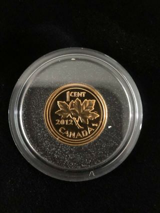 2012 Canada Gold Farewell Penny 1/25 Oz.  Coin Canadian 1 Cent