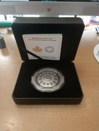 Canada 3 Oz.  Pure Silver Coin - Centennial Flame - Mintage: 2,  500 (2019)