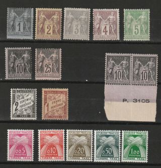 France 1876 Very Fine Selection Mostly Type Ii All Vf Mnh
