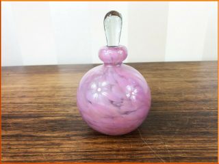 Vintage Mdina Glass Perfume Bottle Pink Swirl Maltese Art Malta Daub Large