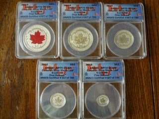 2015 Canadian Silver Maple Leaf 5 - Coin Set Anacs Rp 70