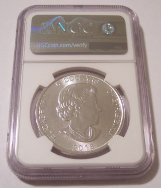 Canada 1 Ounce Silver 5 Dollars Wolf MS70 NGC Early Releases Flag Label 2