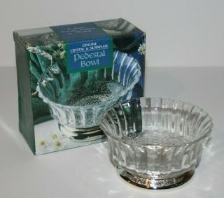 Silver Plated Pedestal Crystal Bowl Crystal Galleries By Fairfield 4.  5 " X 2.  5 "