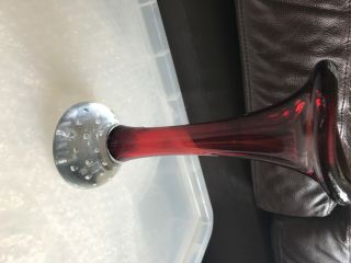 Vase Red Glass Bud Vase With Controlled Bubble Base