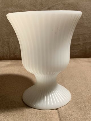 Vintage Eo Brody Co M7000 White Milk Glass Ribbed Pedestal Vase/dish/planter 5 "