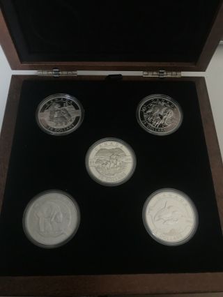 2013 O Canada Series Complete 5 Coins $25 Silver Proof Set In Wooden Case