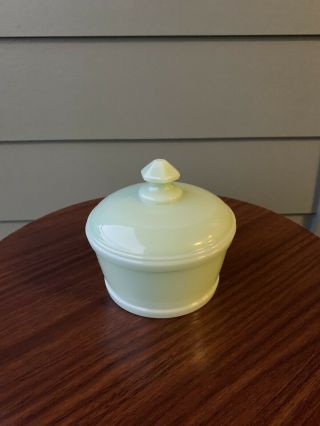 Glass Green Candy Dish W/ Lid 4.  5”