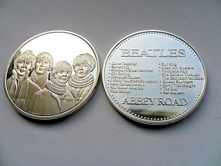 The Beatles Group Image Abbey Road Silver Plated Coin.  Boxed