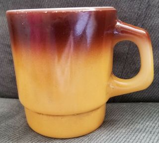 Vintage Anchor Hocking Fire King Coffee Stacking Cup Mug 2 Tone Gold/brown