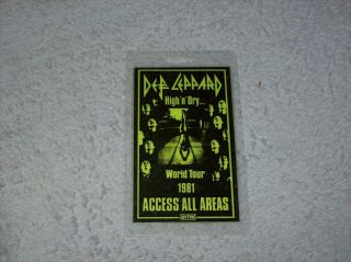 Def Leppard 1981 High N Dry Tour Issued Laminated Backstage All Access Pass