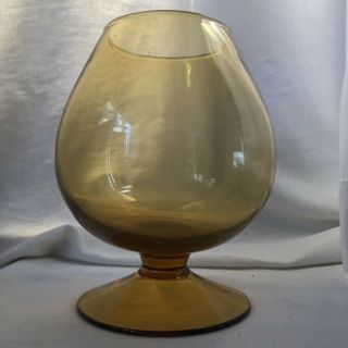 Vintage Murano Amber Brandy Glass Vase 7.  5”h Nr
