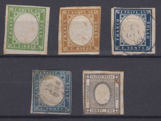 Italy Sardinia 1854 - 61 Sc 10 - 12,  12b & P1 Hinged & Scv$71.  75