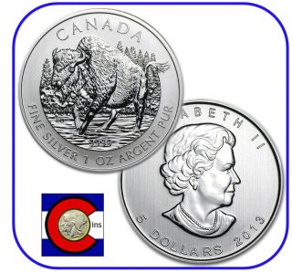 2013 Canada 1 Oz Silver Maple Leaf Wood Bison Roll - - 25 Canadian Coins In Tube