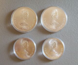 Set of Four (4) 1976 Canadian.  925 Sterling Silver Olympic Coins Uncirculated 2