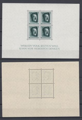 German Reich 1937 Hitler Birthday Souvenir Sheet B102 (mi.  646 Block7)