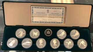 Canada Olympic 1988 10 Coin Sterling Silver Set $20 W/ Box And