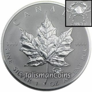 Canada 2004 Roman Zodiac Cancer Crab $5 Privy Mark Silver Maple Leaf SML 2