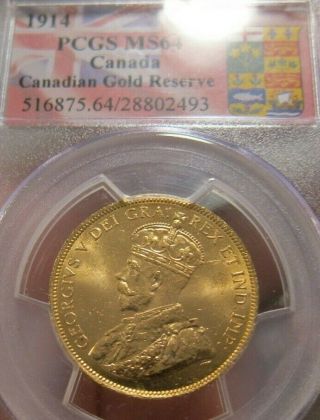 1914 Canada $10 Gold Sovereign Pcgs Ms - 64 Bu Unc