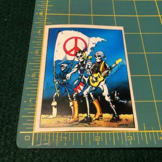 Vintage Grateful Dead Rock Army Skeletons Guitar Flag Window Sticker Decal
