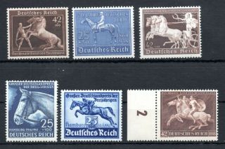 Deutsches Reich,  1939,  1940,  1941,  Horses,  Six Better / Scarce Stamps,  Mnh