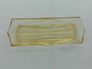 Vintage Art Deco Yellow Glass Pen Tray/tidy Holder For Study Table Vgc
