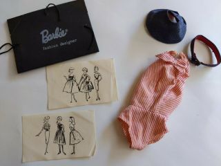 Vtg Barbie Doll Busy Gal 981 Portfolio Body Suit Hat Belt