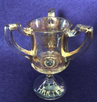 Eapg Antique Pattern Glass Hartford Trophy Toothpick Souvenir Gold - Flashed