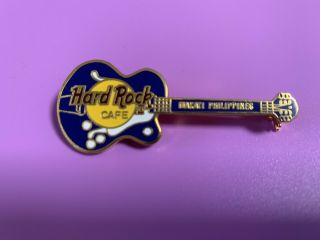 1990s Hard Rock Cafe Pin Makati Philippines Blue Guitar